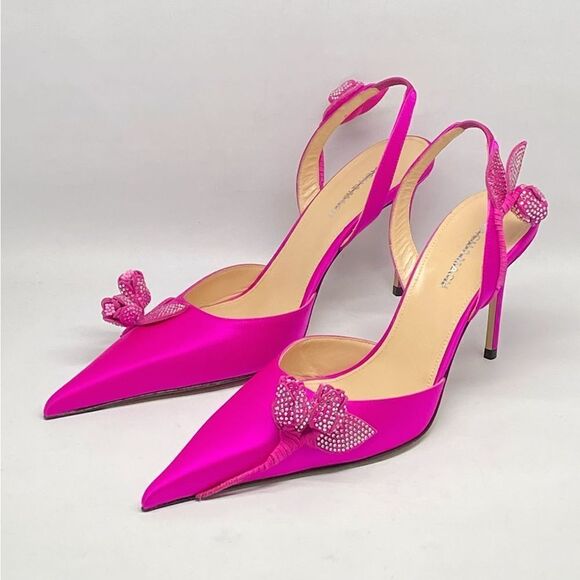 Mach & Mach Wonder Tulip 95MM Silk & Crystal Slingback Pumps size 40.5 - Picture 5 of 15